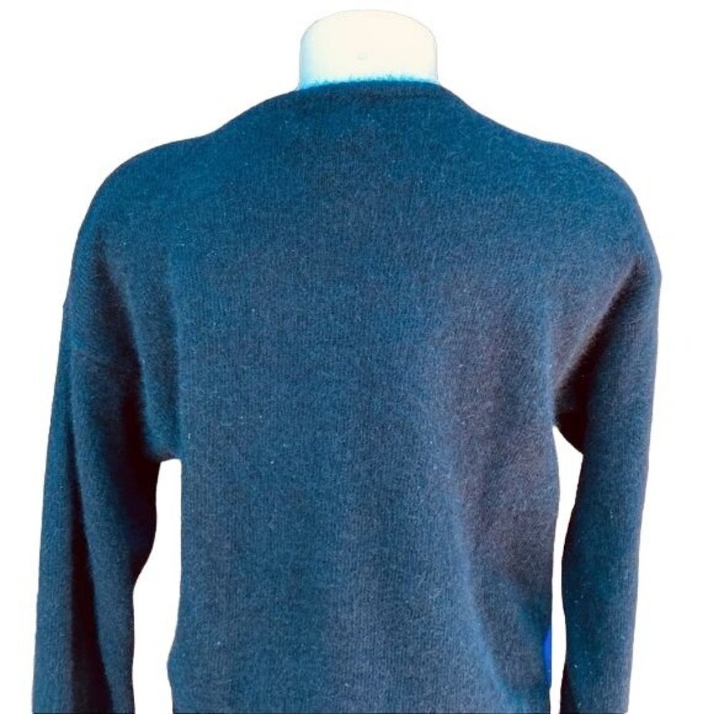 Vintage Casual Corner Wool Rabbit Sweater 90s Black Colorful Diamonds Size M - Picture 7 of 10